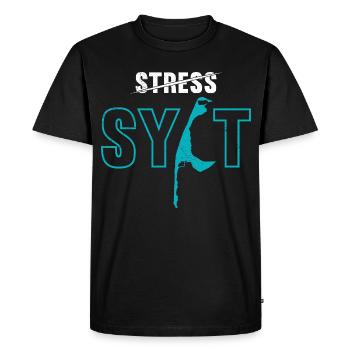 Vacances en mer du Nord STRESS SYLT Drôle - T-shirt Premium bio Homme - noir - Devant - Nico (187cm)