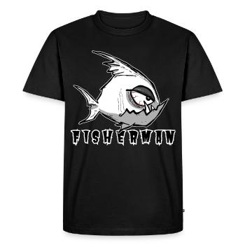 Motif drôle de pêcheur dans le style cartoon, Pêcheur - T-shirt Premium bio Homme - noir - Devant - Nico (187cm)