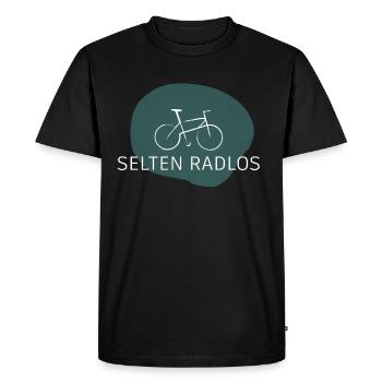 Rarement sans roues – Diction de jeu de mots sur le vélo - T-shirt Premium bio Homme - noir - Devant - Nico (187cm)