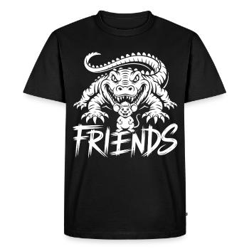 Friends for Life – Crocodile and Mouse - Men's Premium Organic T-Shirt - black - Front - Nico (187cm)