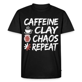 Caffeine Clay Chaos Repeat Design - Men's Premium Organic T-Shirt - black - Front - Nico (187cm)
