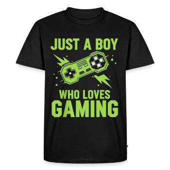 Just A Boy Who Loves Gaming Controller - Men's Premium Organic T-Shirt - black - Front - Nico (187cm)