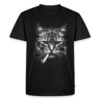 Fumer, cigarette, chat fumer une cigarette - T-shirt Premium bio Homme - noir - Devant - Nico (187cm)