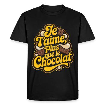 I love you more than chocolate - Men's Premium Organic T-Shirt - black - Front - Nico (187cm)