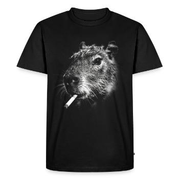 Fumer, cigarette, capybara, fumer une cigarette - T-shirt Premium bio Homme - noir - Devant - Nico (187cm)