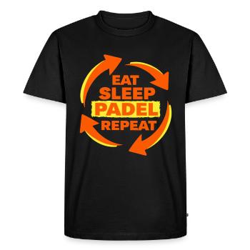 Déclaration d’athlète récurrent Eat Sleep Padel - T-shirt Premium bio Homme - noir - Devant - Nico (187cm)