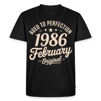 Février 1986 - February 1986 - T-shirt Premium bio Homme - noir - Devant - Nico (187cm)