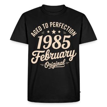 Février 1985 - February 1985 - T-shirt Premium bio Homme - noir - Devant - Nico (187cm)