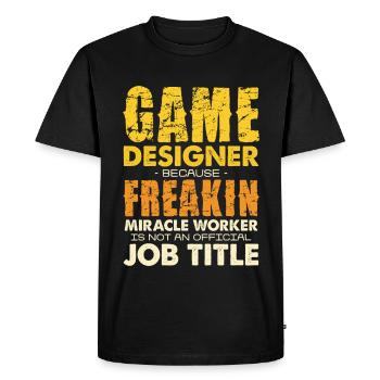 Game Designer Wunderwerker - Men's Premium Organic T-Shirt - black - Front - Nico (187cm)