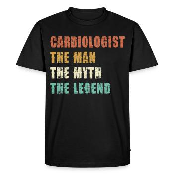 Cardiologue : Homme, mythe, légende - T-shirt Premium bio Homme - noir - Devant - Nico (187cm)
