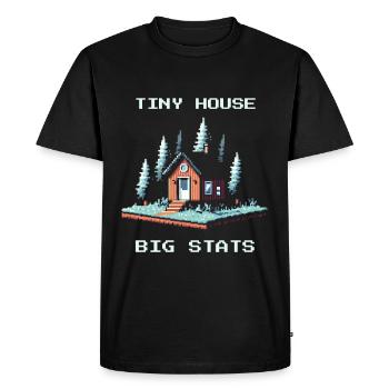Tiny House, Big Values | Minimalism - Men's Premium Organic T-Shirt - black - Front - Nico (187cm)