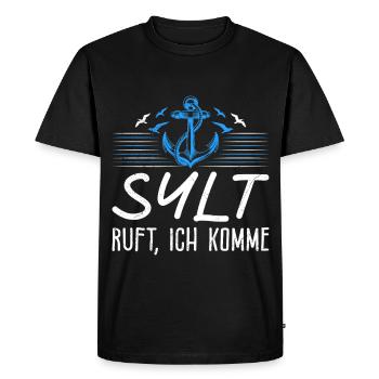 Vacances en mer du Nord SYLT APPELLE J’ARRIVE Drôle - T-shirt Premium bio Homme - noir - Devant - Nico (187cm)