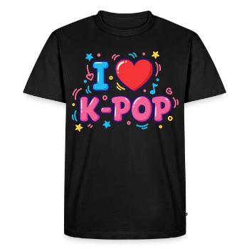 J’adore la musique coréenne mignonne Anime Coréen - T-shirt Premium bio Homme - noir - Devant - Nico (187cm)