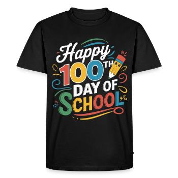 100th Day of School Jubilee - Men's Premium Organic T-Shirt - black - Front - Nico (187cm)