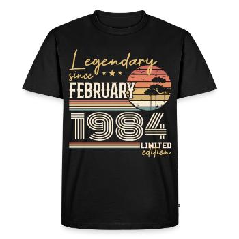 Février 1984 anniversaire 1984 légendes Février - T-shirt Premium bio Homme - noir - Devant - Nico (187cm)