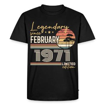 Février 1971 anniversaire 1971 légendes Février - T-shirt Premium bio Homme - noir - Devant - Nico (187cm)