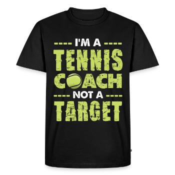 Je suis un entraîneur de tennis, pas un objectif - T-shirt Premium bio Homme - noir - Devant - Nico (187cm)