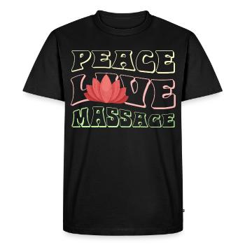 Peace Love Massage Lotus - Men's Premium Organic T-Shirt - black - Front - Nico (187cm)