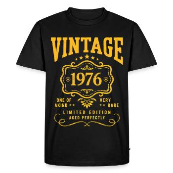 Vintage 1976 Birth Year Retro Gift - Men's Premium Organic T-Shirt - black - Front - Nico (187cm)