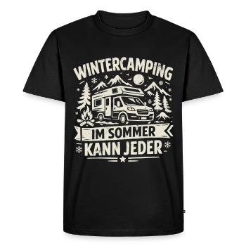 Camping d’hiver | En été, tout le monde peut - T-shirt Premium bio Homme - noir - Devant - Nico (187cm)