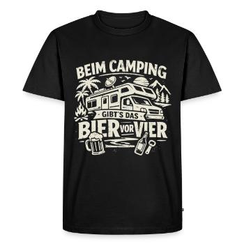 Camping | Beer before four - Men's Premium Organic T-Shirt - black - Front - Nico (187cm)