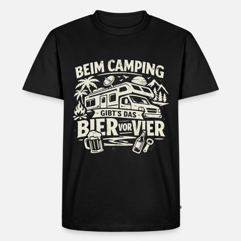 Camping | Bier vor Vier - Männer Premium Bio T-Shirt - Schwarz