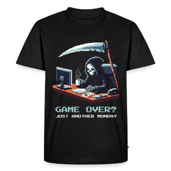 Game Over Everyday Life | Undertaker Job Humor - Men's Premium Organic T-Shirt - black - Front - Nico (187cm)