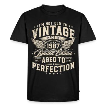 Vintage 1987 Vintage Birthday Gift - Men's Premium Organic T-Shirt - black - Front - Nico (187cm)