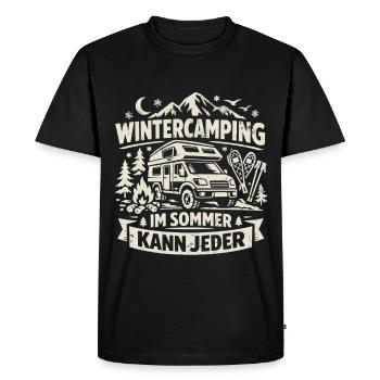 Camping d’hiver | En été, tout le monde peut | Verdict - T-shirt Premium bio Homme - noir - Devant - Nico (187cm)