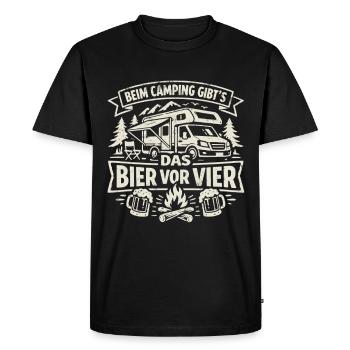 Camping | Beer before four - Men's Premium Organic T-Shirt - black - Front - Nico (187cm)