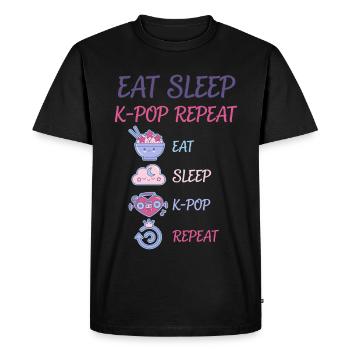 Mange, Dors, K-Pop, Répète de la musique coréenne, Anime mignon. - T-shirt Premium bio Homme - noir - Devant - Nico (187cm)