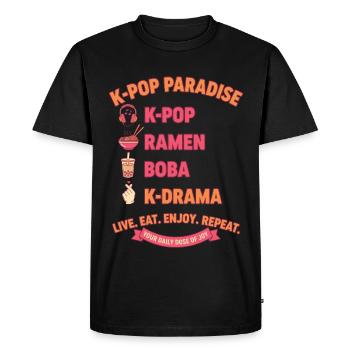 K-Pop Paradis Ramen Boba K Drame Live Manger Profiter - T-shirt Premium bio Homme - noir - Devant - Nico (187cm)