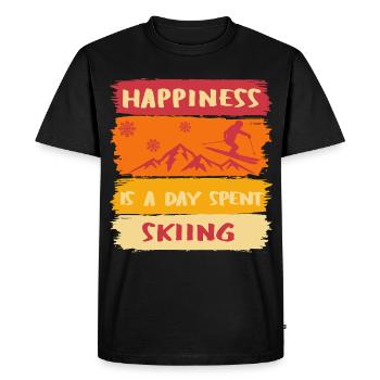 Happiness is a day spent Skiing - Ski happy - Men's Premium Organic T-Shirt - black - Front - Nico (187cm)