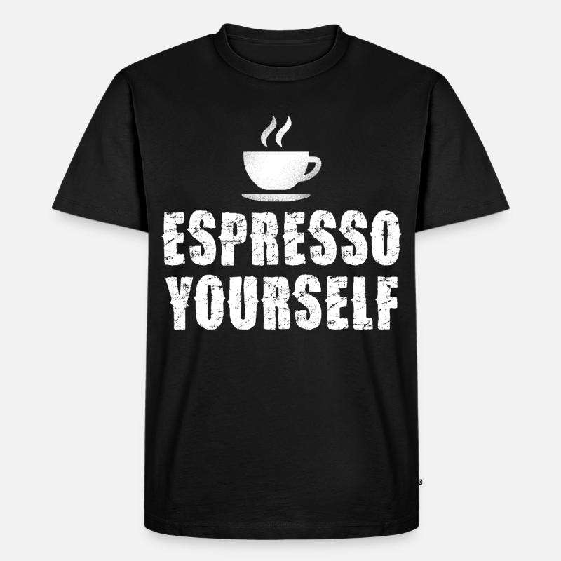 Espresso Yourself Typographic Cup - Männer Premium Bio T-Shirt - Schwarz