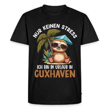 Vacances en mer du Nord PAS DE STRESS JE SUIS EN VACANCES À - T-shirt Premium bio Homme - noir - Devant - Nico (187cm)