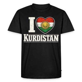J’aime le Kurdistan, les Kurdes, les Kurdes - T-shirt Premium bio Homme - noir - Devant - Nico (187cm)