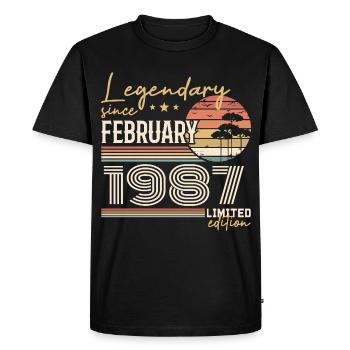 Février 1987 anniversaire 1987 légendes Février - T-shirt Premium bio Homme - noir - Devant - Nico (187cm)