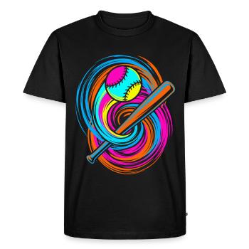 Batte de baseball et balle - T-shirt Premium bio Homme - noir - Devant - Nico (187cm)