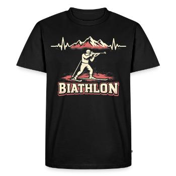 Biathlon Heartbeat ECG Winter Sports Fan - Men's Premium Organic T-Shirt - black - Front - Nico (187cm)