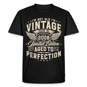 Vintage 2008 Vintage Birthday Gift - Men's Premium Organic T-Shirt - black - Front - Nico (187cm)