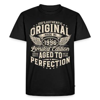 Vintage 1996 Vintage Birthday Gift - Men's Premium Organic T-Shirt - black - Front - Nico (187cm)