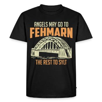 Mer Baltique LES ANGES SONT AUTORISÉS À ALLER À FEHMARN Des choses drôles - T-shirt Premium bio Homme - noir - Devant - Nico (187cm)