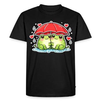Cuddly frog with red umbrella - Men's Premium Organic T-Shirt - black - Front - Nico (187cm)