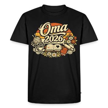 Mamie 2026 | Annonce de grossesse : femmes - T-shirt Premium bio Homme - noir - Devant - Nico (187cm)