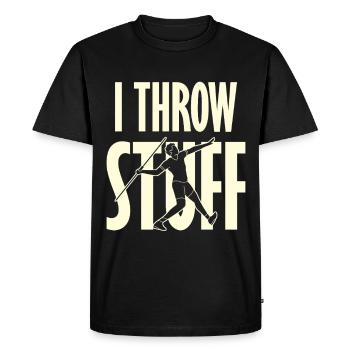 I Throw Stick Sport Tee - Men's Premium Organic T-Shirt - black - Front - Nico (187cm)