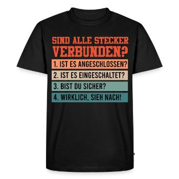 Technical Support ARE ALL PLUGS CONNECTED? - Men's Premium Organic T-Shirt - black - Front - Nico (187cm)