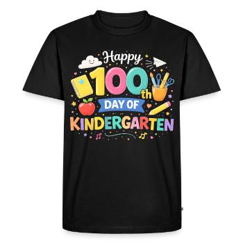 Day 100 Kindergarten Jubilation - Men's Premium Organic T-Shirt - black - Front - Nico (187cm)