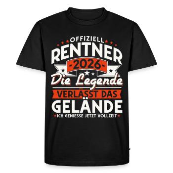Retraités 2026 - La légende quitte le site - T-shirt Premium bio Homme - noir - Devant - Nico (187cm)