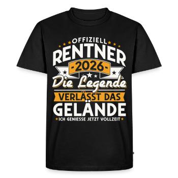 Retraités 2026 - La légende quitte le site - T-shirt Premium bio Homme - noir - Devant - Nico (187cm)