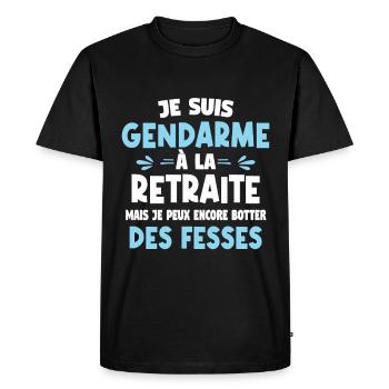 Je suis gendarme à la retraite mais je peux encore - T-shirt Premium bio Homme - noir - Devant - Nico (187cm)